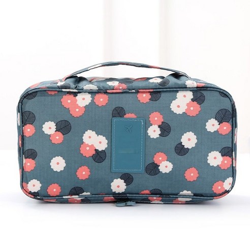캔버스 속옷 팬티 수납 가방 여행 브래지어 정리 가방 휴대용 세면가방 큰 사이즈 방수, 푸른 꽃