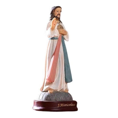 성 예수 동상 그림 수지 입상 탁상 종교 조각 선물, 다색