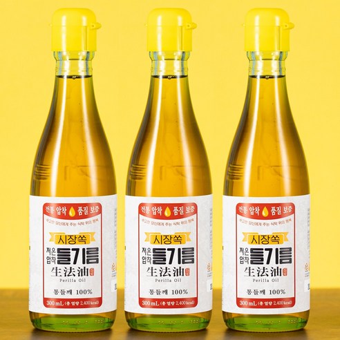 시장쏙 저온압착 들기름, 300ml, 6개