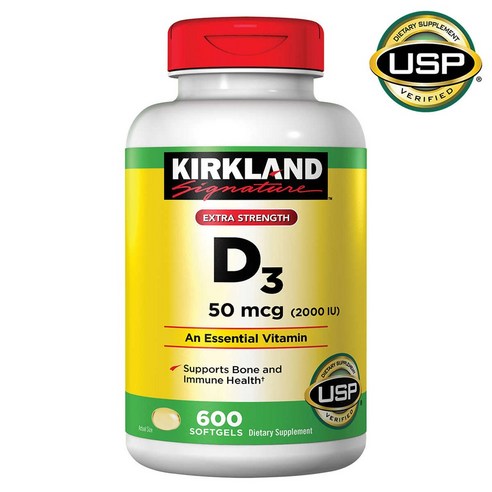 Kirkland Signature 커클랜드 시그니처 Extra Strength 비타민 D3 50mcg 600정, 1개