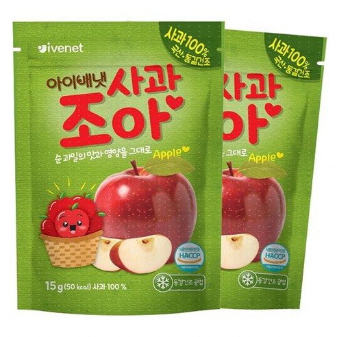 아이배냇 사과조아 100% 과일칩 떡뻥 아기과자, 4세트, 15g