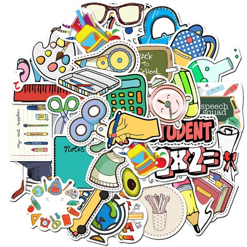 올리브파티 감성 캐리어 노트북 여행 방수 스티커 세트, 1세트, 백투스쿨
