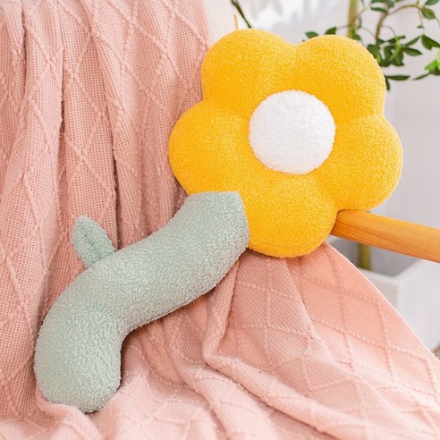 태양꽃 롱 쿠션 북유럽 가구 남녀 자다 다리 베개 가구 소파 꽃 쿠션, 테디 옐로우, 70cm