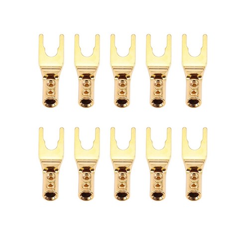 노 브랜드 스페이드 바나나 플러그 남성 솔더 와이어 커넥터 금도금 구리 스피커 터미널 포크 어댑터 골드, 금