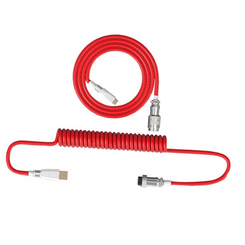 Type-C 키보드 케이블 코일 개폐식 USB3.0 기계식 키보드용 확장, 길이 2.2m 86.61인치, TPE 금속 및 나일론, 빨간색
