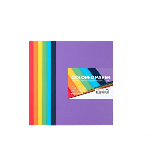 star starred 도톰한 레인보우 7컬러 색지(7 COLORED PAPER), 120g A5 140매