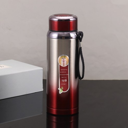 ZZJJC 316 스테인리스 텀블러 진공스타포트 아웃도어 탱크 대용량 스포츠 물컵 선물, 600ml, 그라데이션 실버레드