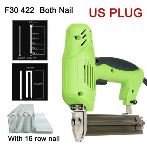 실타카 전기 에어 2 인 1 1800W 전동 네일러 스테이플러 건 F30 422 가구 프레임용 스테이플 네일 목공 공구, 04 F30 422 set US, 1개, 4) F30 422 set US