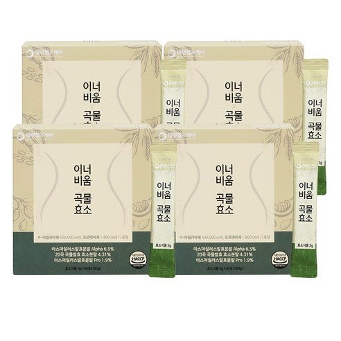 대현헬스케어 국내산 20곡 발효곡물효소 소화효소 17종 프로바이오틱 유산균 율무차맛 아밀라아제 프로테아제, 4박스, 180g