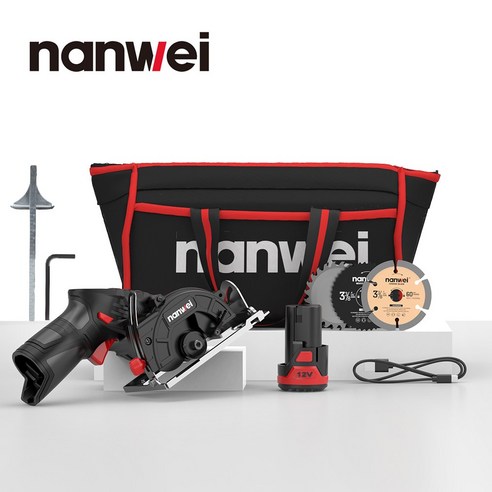 NANWEI 전기 원형 톱 크기 - 85mm 12V 충전 소켓 Type-C 다기능 1450rpm 미니, NW-5398-2HA, 1개