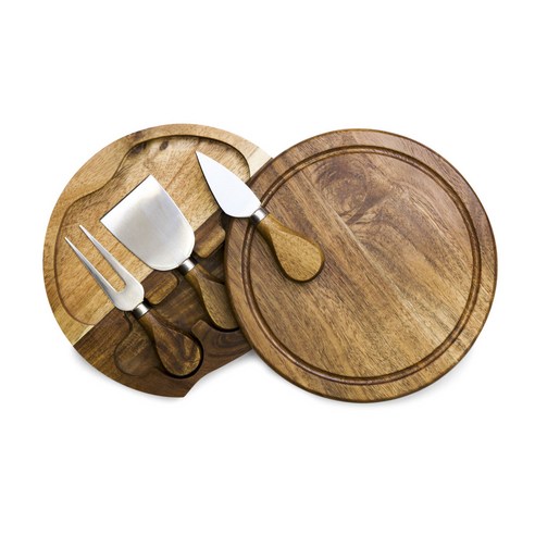 토스카나 아카시아 브리 치즈 도마 & 도구 세트 서빙보드, 1개, Acacia Wood