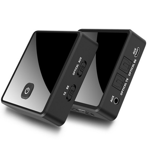 Retemporel 2 in 1 블루투스 5.0 송신기 수신기 무선 어댑터 pc tv 자동차 스피커 용 낮은 대기 시간 3.5mm aux 오디오, 1개, 검은 색