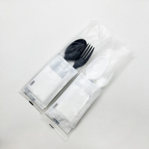 숟가락 4종세트(숟가락+포크+이쑤시개+물티슈), 백색
