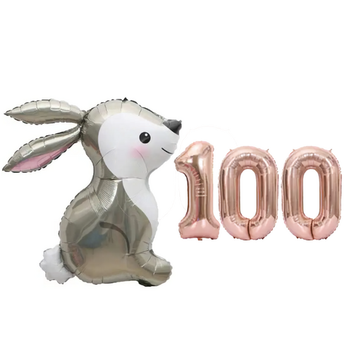 파파 파티 토끼 풍선 생일 파티 숫자 풍선 세트, 토끼 100, 1세트