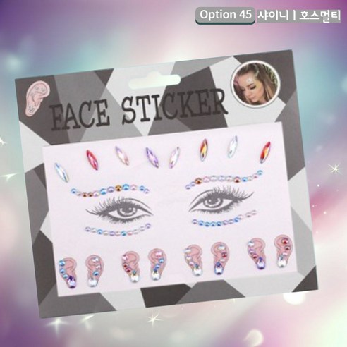 쇼퍼크루 페이스 큐빅 스티커 반짝이 메이크업 타투, 1개, 샤이니_호스멀티