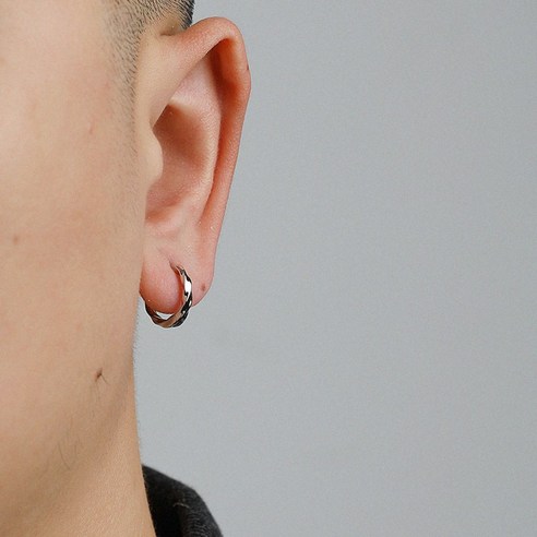 smy925 실버 귀걸이 남자 유행 간단한 싱글 힙합 맞춤 귀걸이 여성 일본과 한국 귀걸이 실버 장식품 트위스트 나선형
