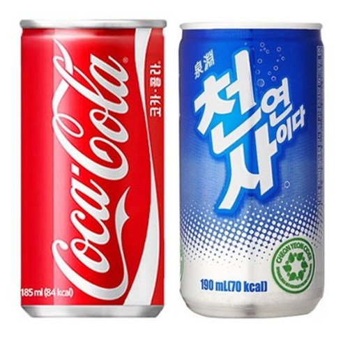 코카콜라190mlx30캔+천연사이다190mlx30캔(총60캔)/안전박스포장, 60개, 190ml