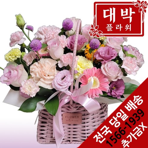 대박플라워 베스트 꽃바구니 생일 기념일 출산꽃선물 병문안 승진 취임 개업 부모님선물 전국꽃배달, 단일수량