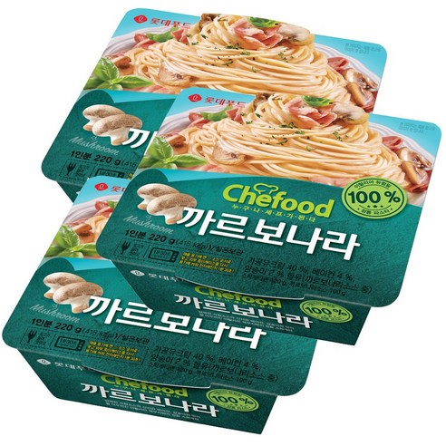 롯데 쉐푸드 까르보나라 스파게티 220g 실온제품, 3개