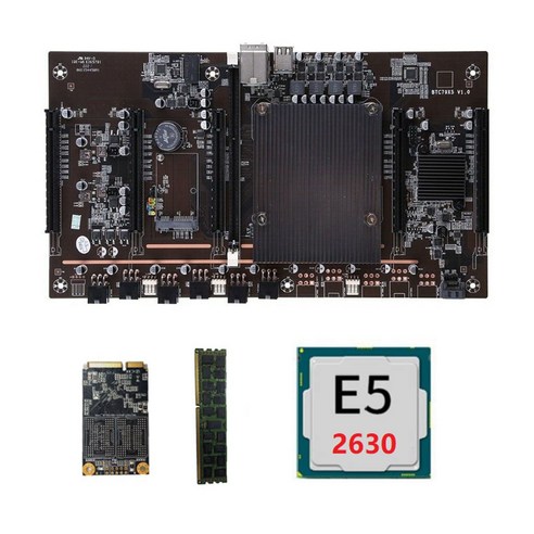 Monland X79 H61 BTC 광부 마더보드 E5 2630 CPU RECC 8G DDR3 메모리 120G SSD 5X PCIE 지원 3060 3070 3080 GPU, 검은 색