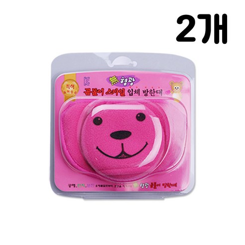 곰돌이 극세사 입체 방한대 아동용, 분홍, 1세트, 2개입