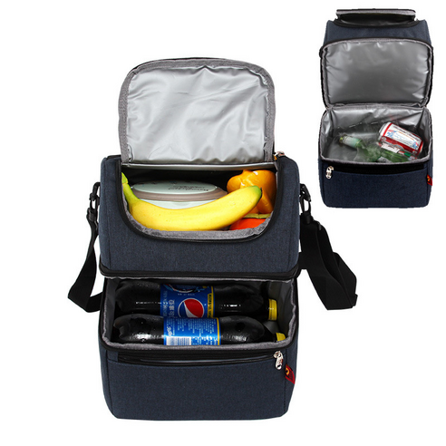 Picnic B 피크닉 대용량 2단 가방 도시락 보온보냉 가방 캠핑용 냉열 분리가방, 검은색