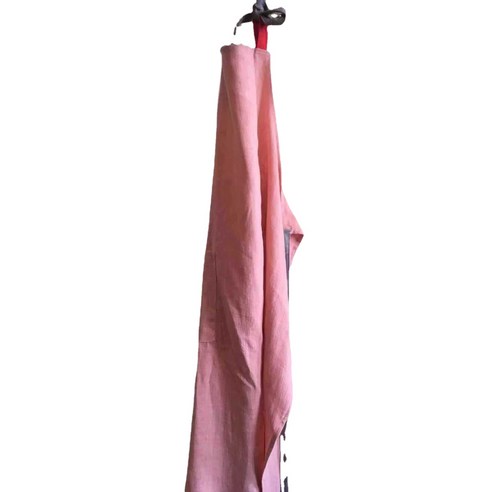 ANKRIC 아마면 및 린넨 앞치마 한국어 버전 일본 꽃 그림 앞치마 자수 선물 패션 허리 원피스앞치마, 온몸 분홍색