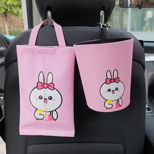 자동차 티슈 가방 그물 빨간 종이 상자 다시 매달려 창조적 인 자동차 쓰레기 수 장식 용품 Daquan 여성 AYO, 조수 토끼 쓰레기통 티슈 핑크