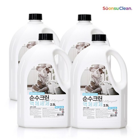 순수크린 액체 세제 본품, 2.5L, 4개입