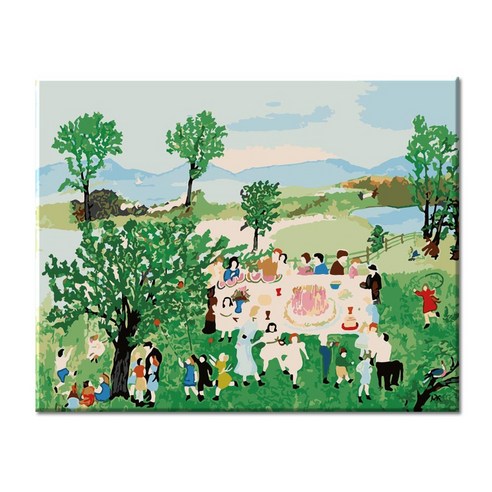 모모픽스페인팅 DIY명화그리기 40x50cm, 그랜드마 모지스 생일케이크, 1개