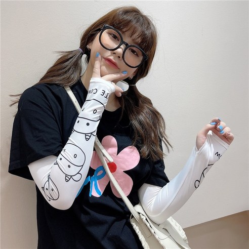 DFMEI 아이스 슬리브 여성용 암가드 슬리브 선스크린 아이스 실크 프린트, DFMEI 산니우 카이타이