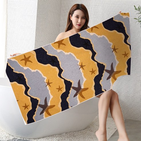 DFMEI 극세사 비치타월 디지털 워터마시프 워터타월 양면융사갯수건, 75*150의 산, 치수