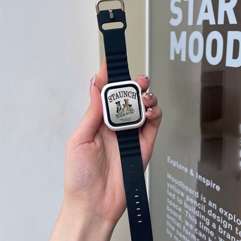 [용꼬리용용] 애플워치 스트랩 베스트 모음 SE 3 4 5 6 7 8, 44mm, 화이트블랙