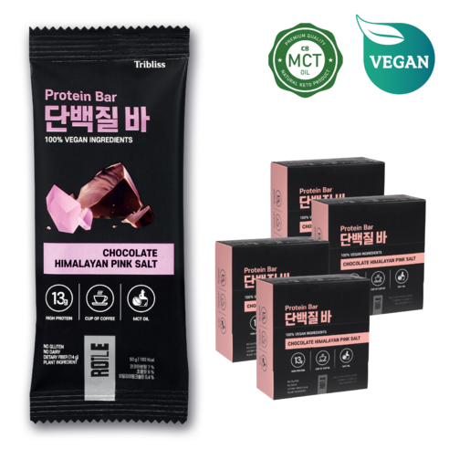 로틀 비건 단백질바 초콜릿 히말라야 핑크 솔트, 400g, 4박스