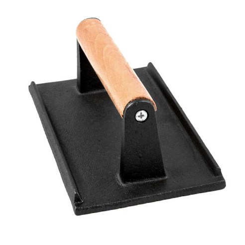 주철 그릴 프레스 우드 핸들 스테이크 샌드위치 바베큐 압력 플레이트 도구, {"사이즈":"22.7x12.4cm"}, {"수건소재":"주철"}, 블랙