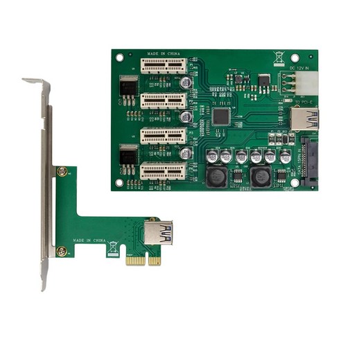 PCI-e ASM1184E 그룹화 된 변환 카드 PCIe X1 to 4xpcie x1 카드 슬롯 USB3.0 SATA3.0 6pin 전력 변환 카드, 보여진 바와 같이, 하나