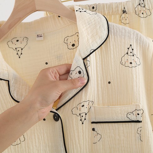 귀여운 강아지 거즈순면 잠옷으로 쾌적하고 사랑스러운 여름밤 꿀잠!