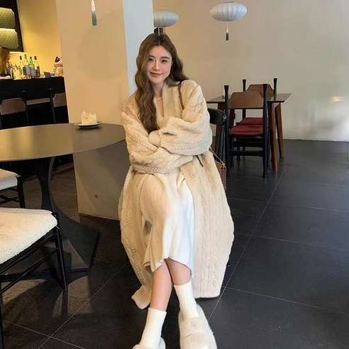 롱가디건 누빔 니트코트 앙고라코트 퍼 털 인조퍼