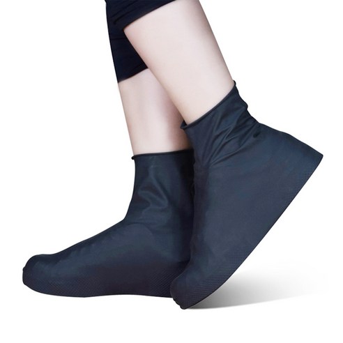 미투리아 휴대용 장마철 실리콘 방수 미끄럼방지 신발커버 레인슈즈커버, 2p, 블랙