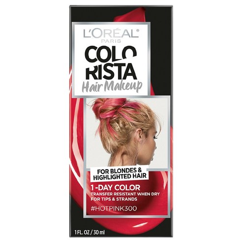 원데이메이크업 L’Oreal Paris Colorista 로레알 파리 헤어 메이크업 원데이 염색약 핫핑크 2팩, 핫핑크300, 2개 Best Top5