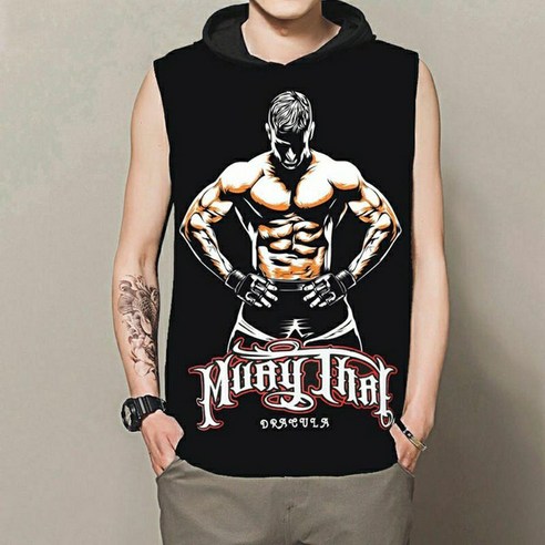 남자 여름 후드 민소매 티셔츠 빅사이즈 헬스나시 운동복 Men''s vest