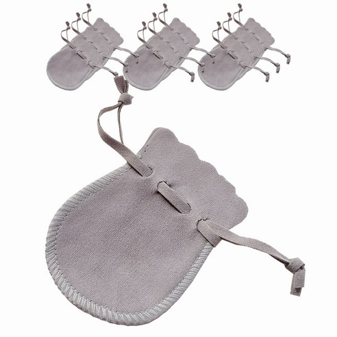 10pcs 스웨이드 미니주얼리파우치 반지주머니 7*9cm, 그레이, 10개
