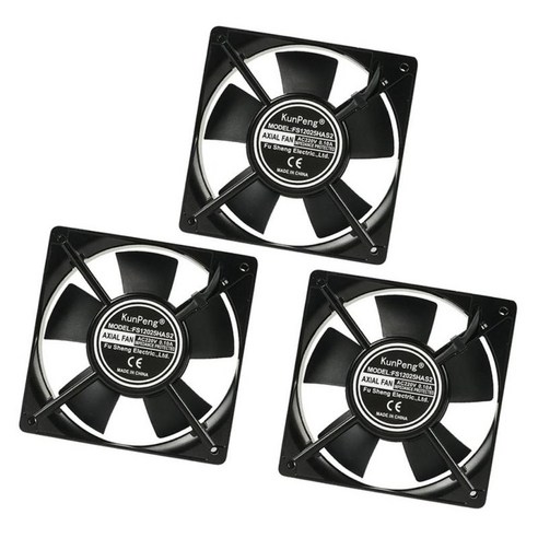 3 pcs 220 v 냉각 팬 pc 케이스 팬 led 디스플레이 120x120x25mm/4.72x4.72x0.98in, 설명, 블랙, 알루미늄 합금