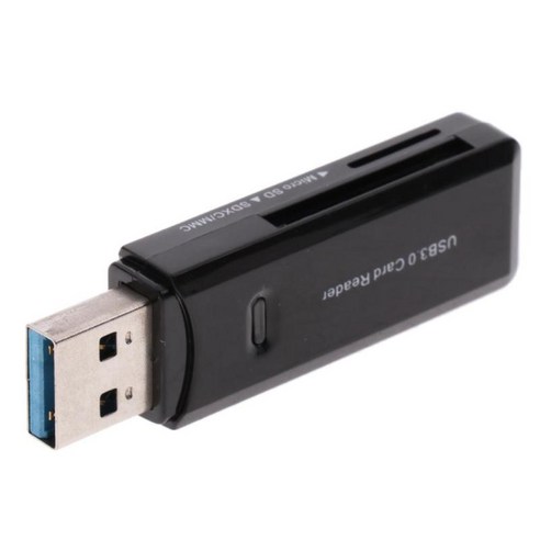 USB 3.0 리더 외부 저장 장치 SDXC SDHC SD용 하이카드 리더기, 블랙, 60x17x10mm, 플라스틱