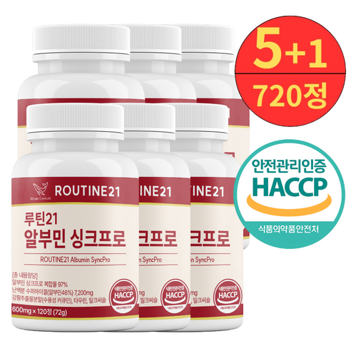 루틴21 알부민 싱크프로 100% 정품 haccp, 6박스, 120정