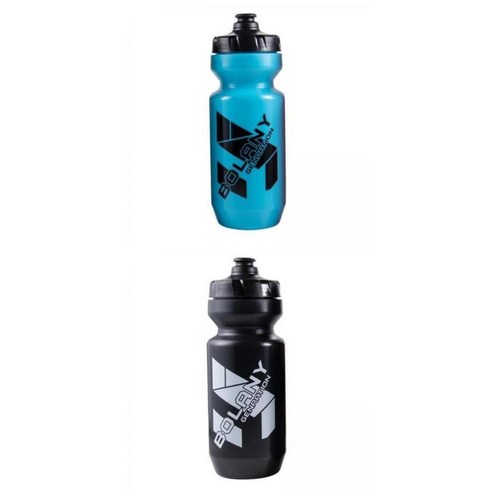2 PCS 자전거 물병 짜기 사이클링 플라스틱 스포츠 병 22oz, 블루+블랙, 7.4x7.4x21.2cm, PP5 실리콘