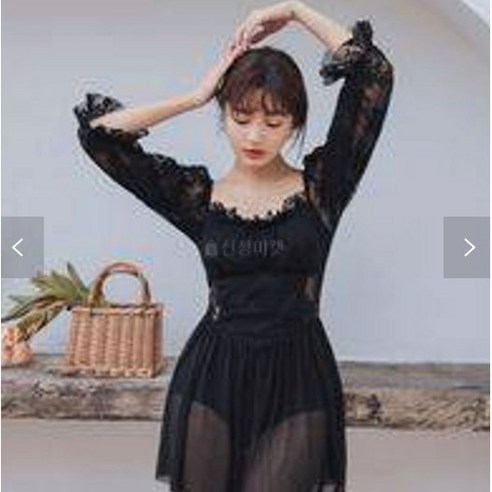 A4013 여신잔꽃 시스루 레이어스 수영복 모노키니 래쉬가드