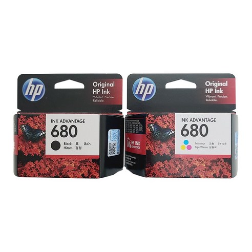 HP 680 잉크 검정 컬러 세트 HP4535 HP4675 HP3835 HP3635, 검정+컬러