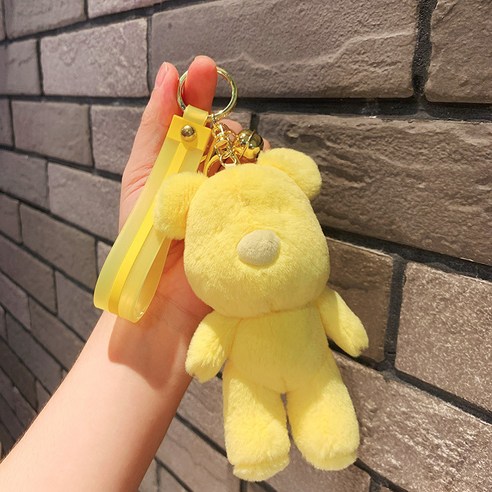 걸스코코 베이비캔디베어키링 귀여운 봉제인형 키링 에어팟 가방 열쇠고리, 옐로우, 1개