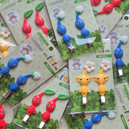 피크민 헤어핀 집게 집게핀 앞머리핀 헤어 클립 닌텐도 정품 굿즈 PIKMIN HAIR PIN, 2개입